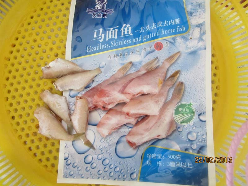 Headless Skinless and gutted horse fish